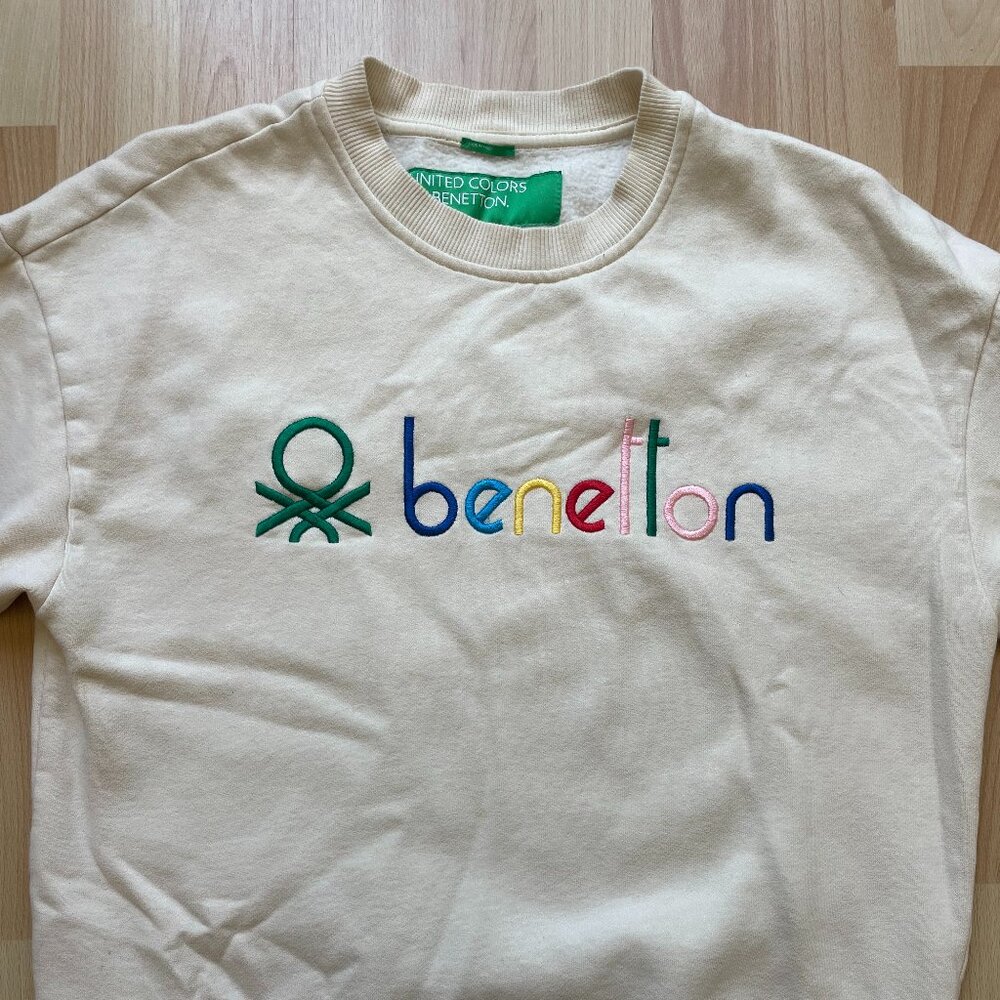 Benetton White Embroidered Sweatshirt